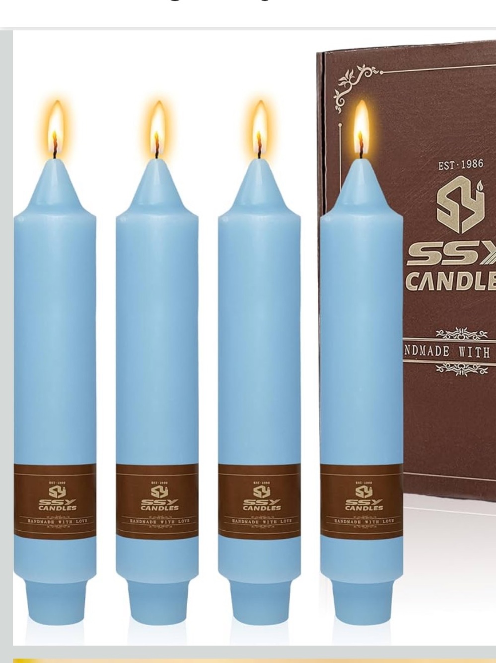 SSY Candles - 4 Pack Light Blue Taper Candles